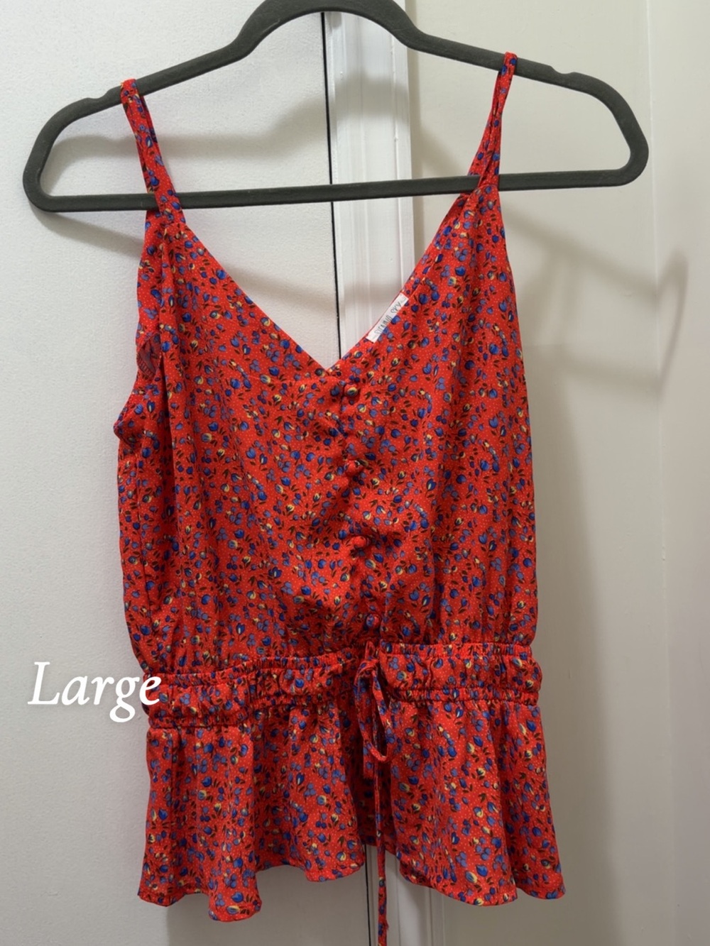 Women's Red Floral Blouse/Tank Top